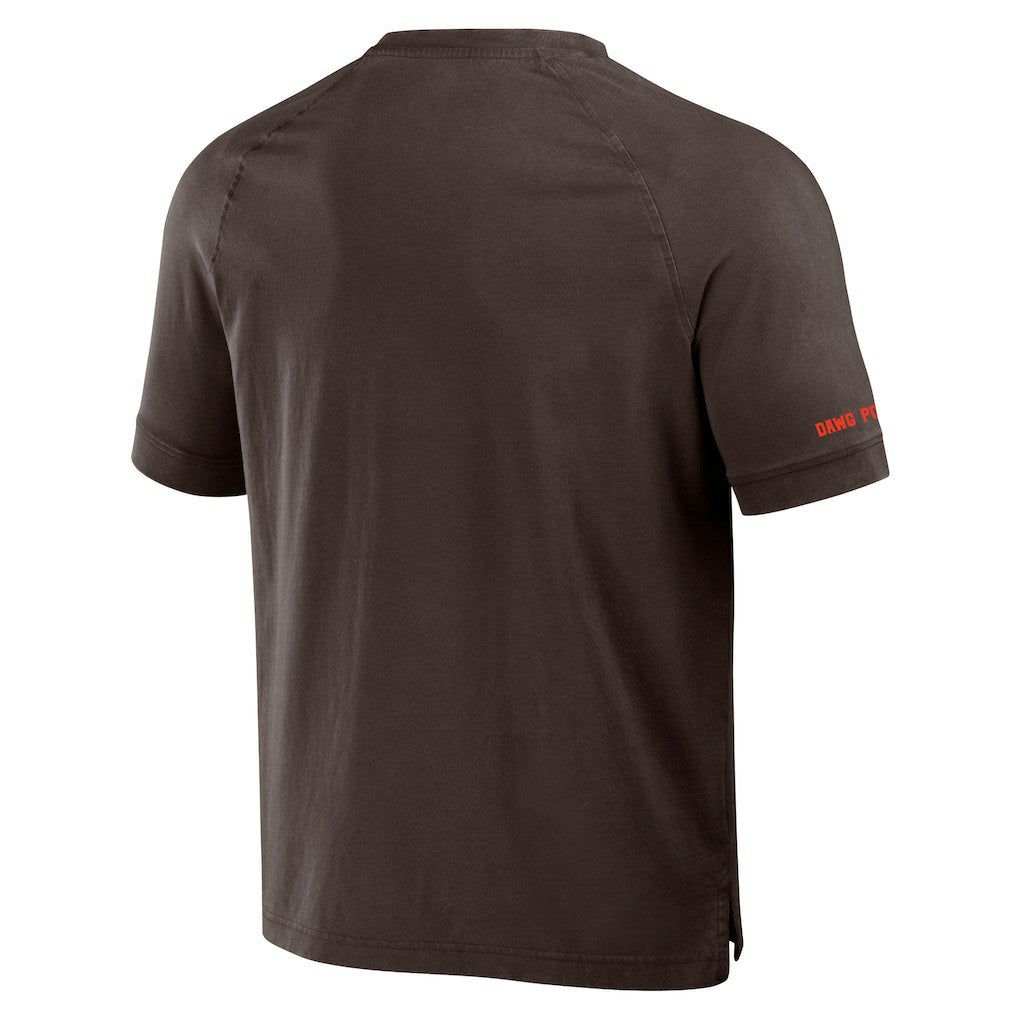 Cleveland Browns NFL x Darius Rucker Collection Washed Raglan Henley T-Shirt - Brown on sale