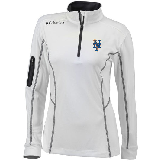 New York Mets Women's Omni-Wick Shotgun Quarter-Zip Pullover Top - White | Columbia