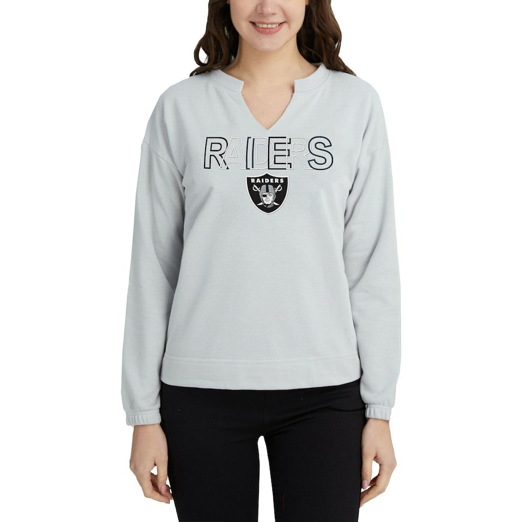 Las Vegas Raiders Concepts Sport Women's Sunray Notch Neck Long Sleeve Top - Gray outlet