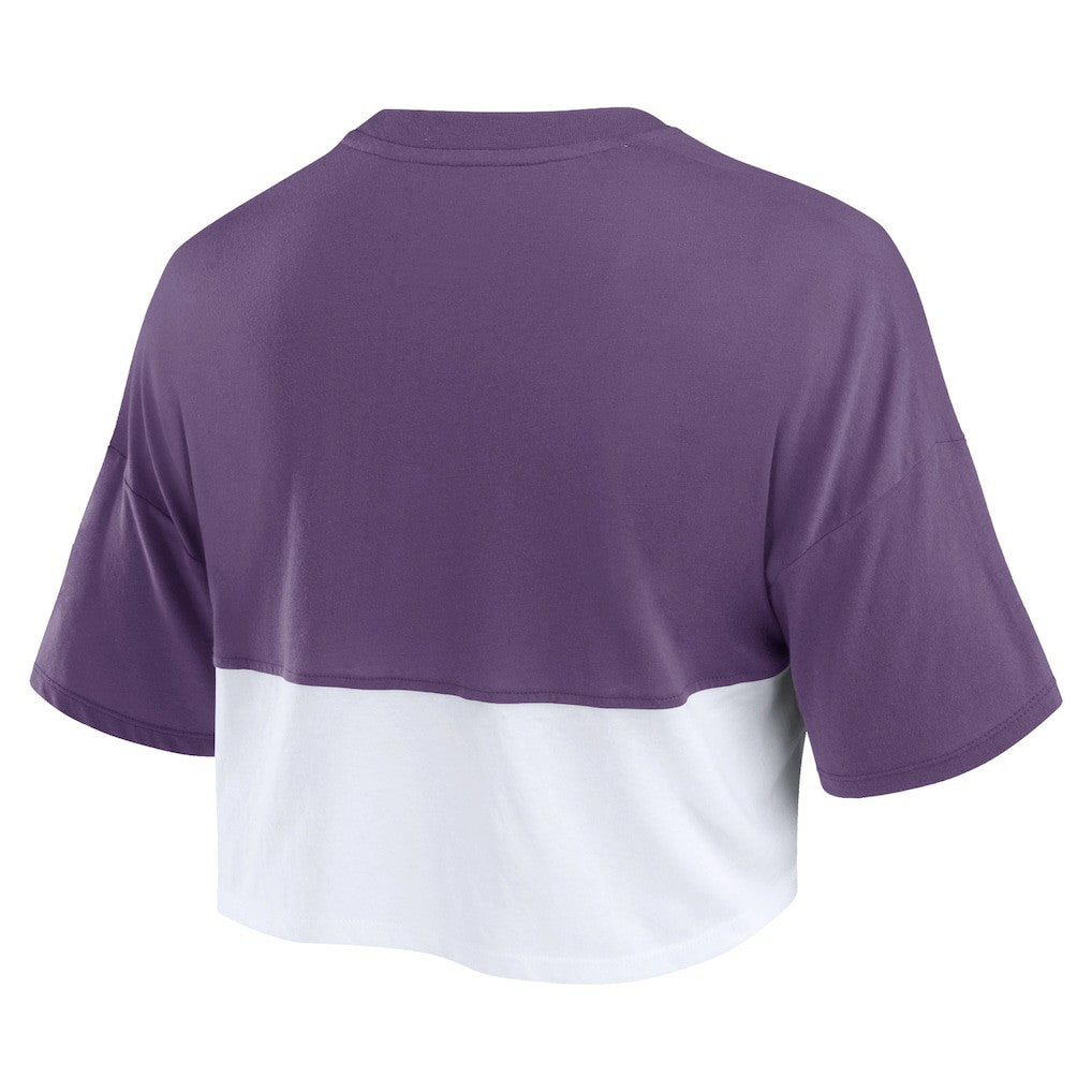 Minnesota Vikings Women's Boxy Color Split Cropped T-Shirt - Purple/White outlet