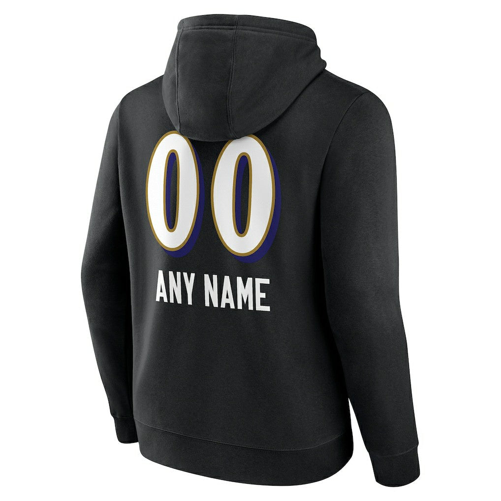 Baltimore Ravens Personalized Name & Number Team Wordmark Pullover Hoodie - Black on sale