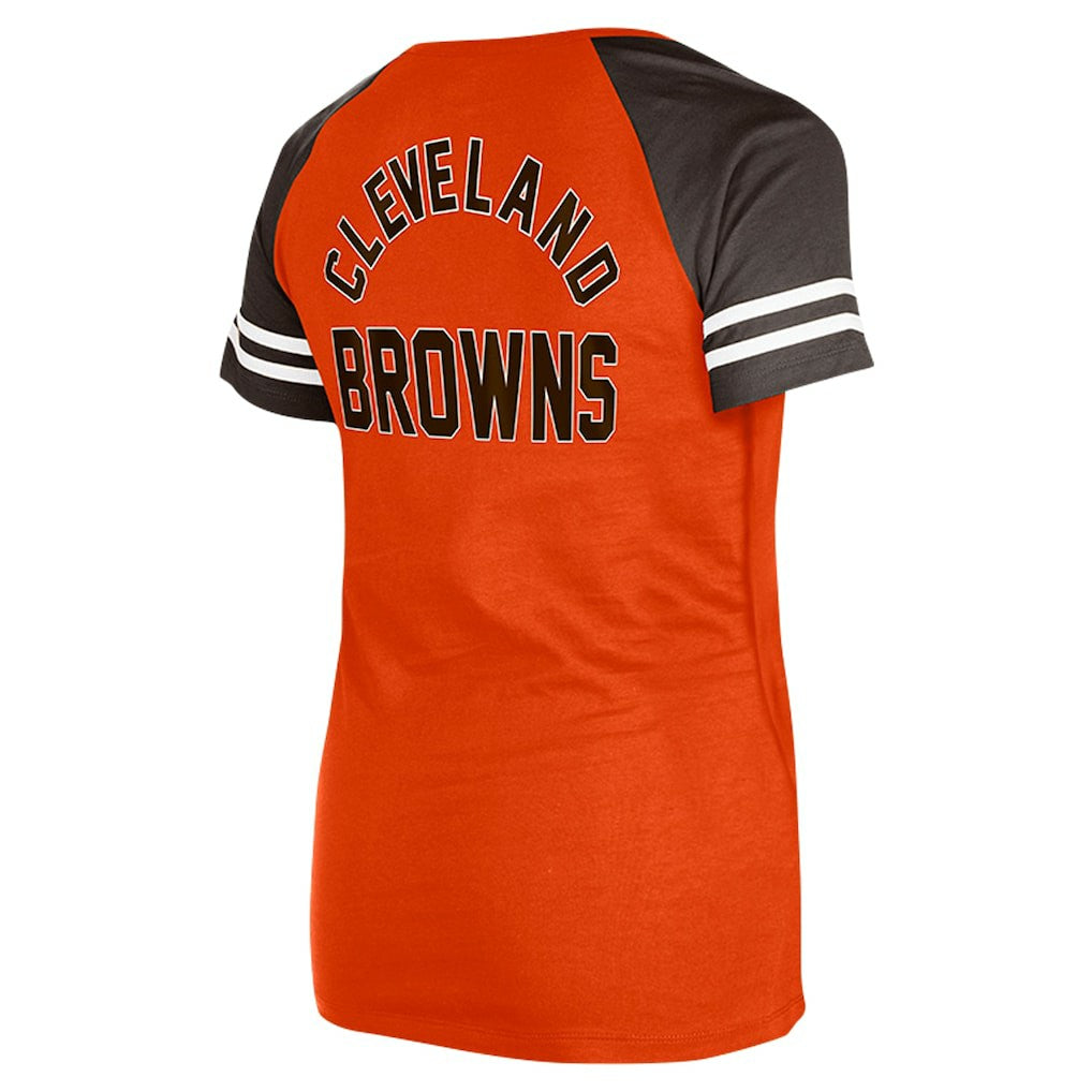 Cleveland Browns New Era Women's Throwback Lace-Up Raglan T-Shirt - Orange online