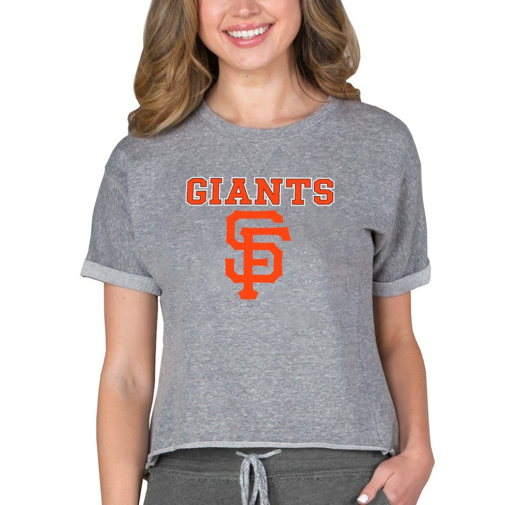 San Francisco Giants Concepts Sport Women's Tri-Blend Mainstream Terry Short Sleeve Sweatshirt Top - Gray
