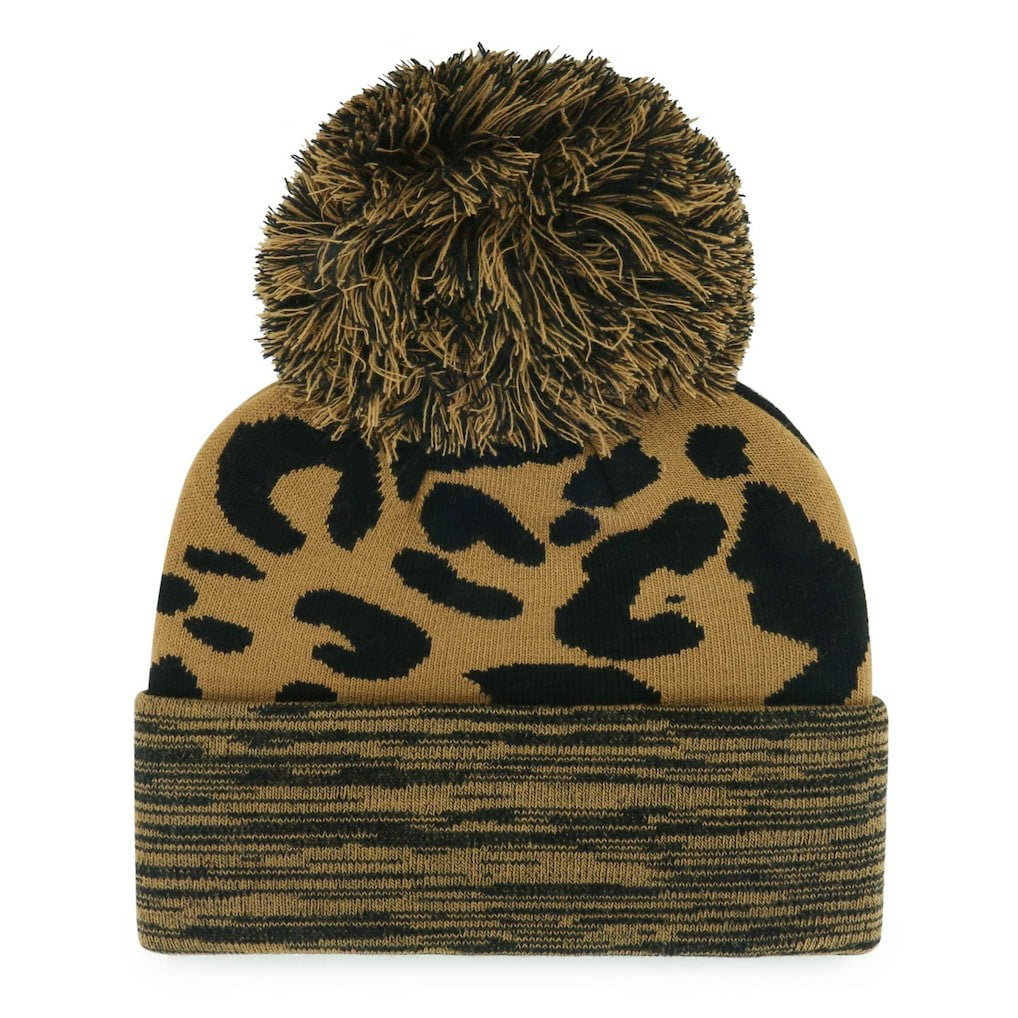 Brooklyn Nets '47 Women's Rosette Cuffed Knit Hat with Pom - Leopard | 47 brand shop