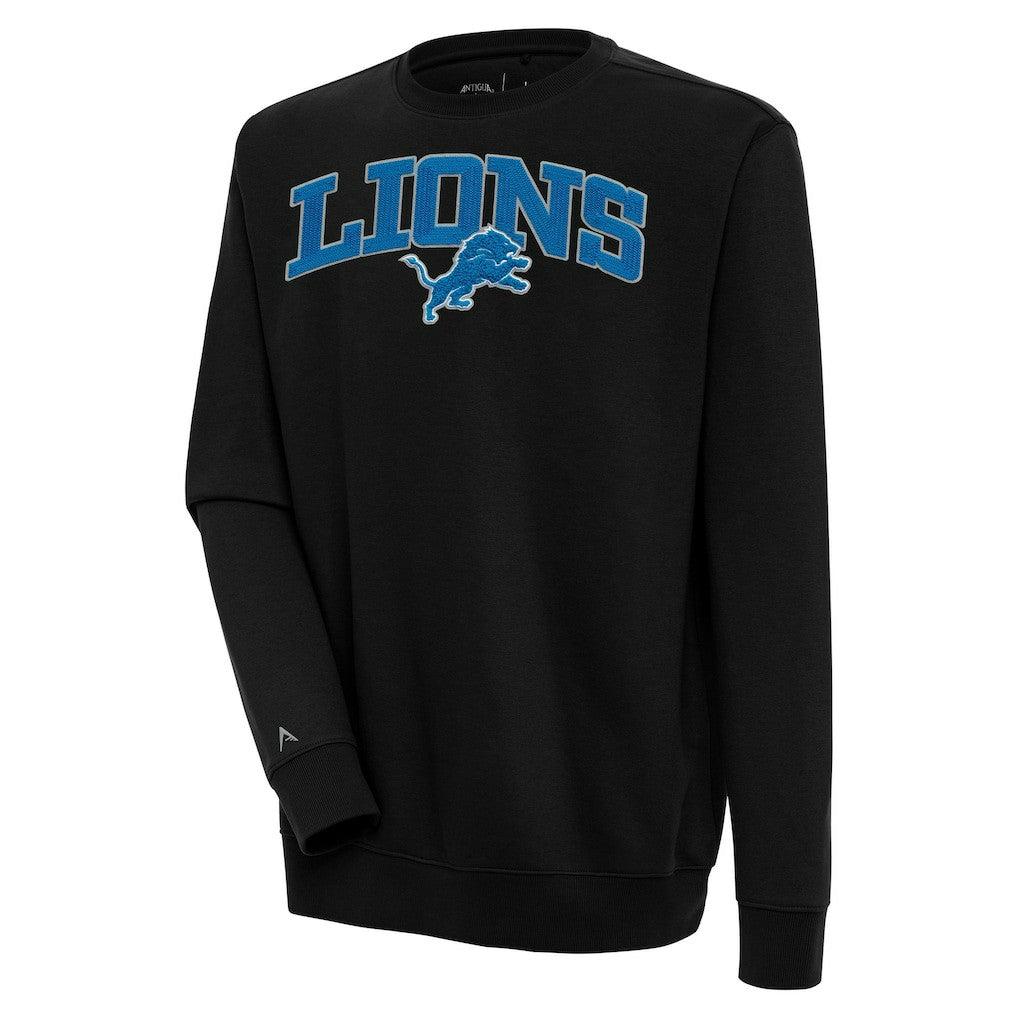 Detroit Lions Antigua Victory Chenille Pullover Sweatshirt - Black on sale