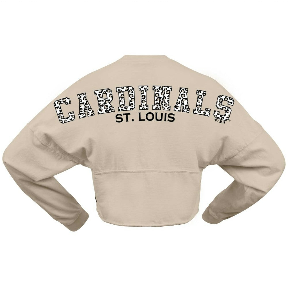 St. Louis Cardinals Women's Long Sleeve Cropped Jersey T-Shirt - Cream