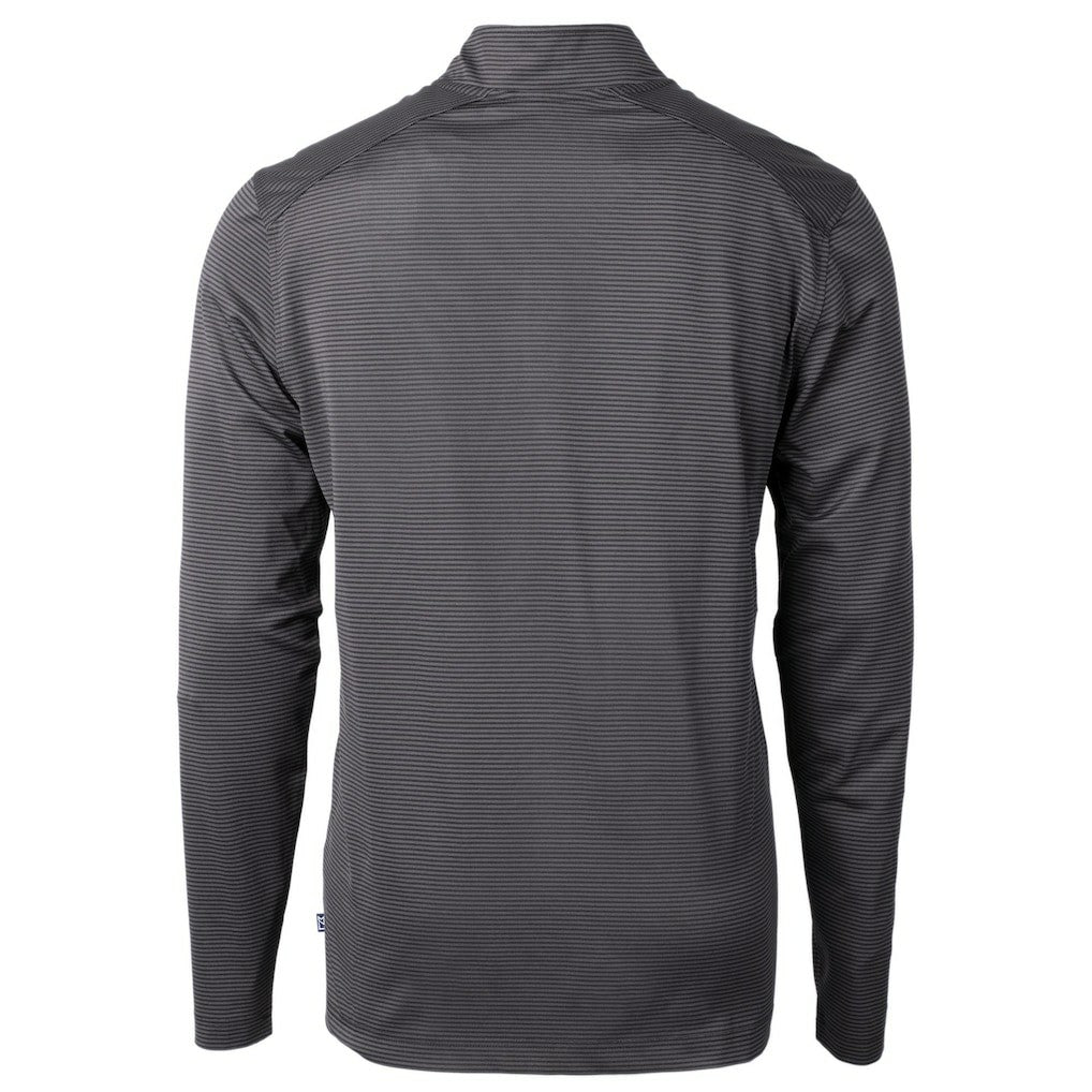 Indianapolis Colts Cutter & Buck Virtue Eco Pique Micro Stripe Recycled Quarter-Zip Pullover Top - Black/Gray outlet