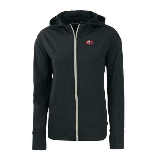 San Francisco 49ers Cutter & Buck Women's Throwback Daybreak Eco Recycled Half-Zip Hoodie - Black cheap