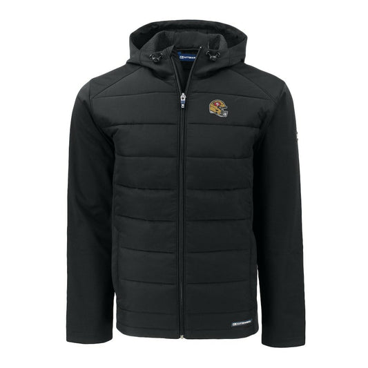 San Francisco 49ers Cutter & Buck Helmet Big & Tall Evoke Hybrid Eco Softshell Recycled Full-Zip Jacket - Black sale