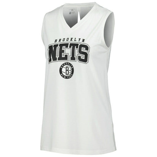 Brooklyn Nets Levelwear Women's Paisley Peekaboo Tank Top - White sale
