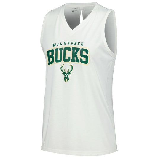 Milwaukee Bucks Levelwear Women's Paisley Peekaboo Tank Top - White sale
