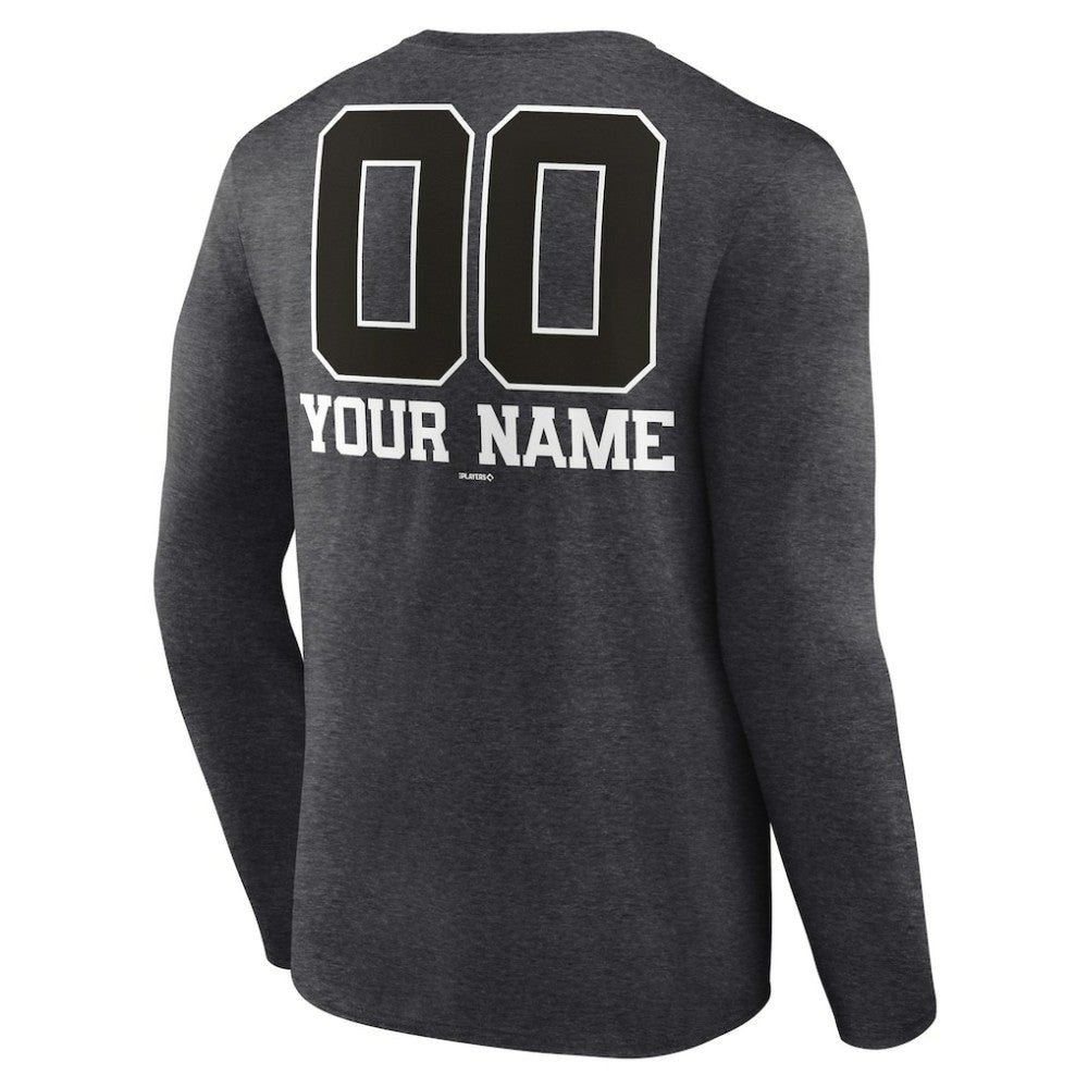Tampa Bay Rays Personalized Monochrome Name & Number Long Sleeve T-Shirt - Charcoal