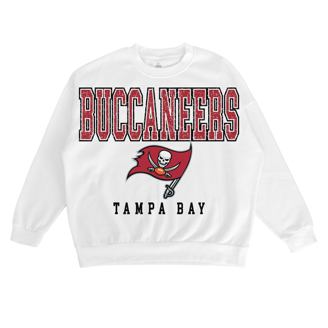 Tampa Bay Buccaneers Gameday Couture Women's Sunday Drives Oversized Crewneck Pullover Sweatshirt – White for sale