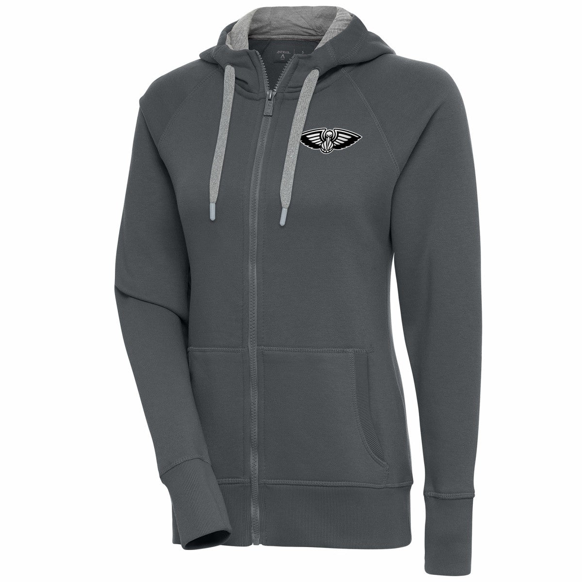 New Orleans Pelicans Antigua Women's Brushed Metallic Victory Full-Zip Hoodie - Charcoal sale