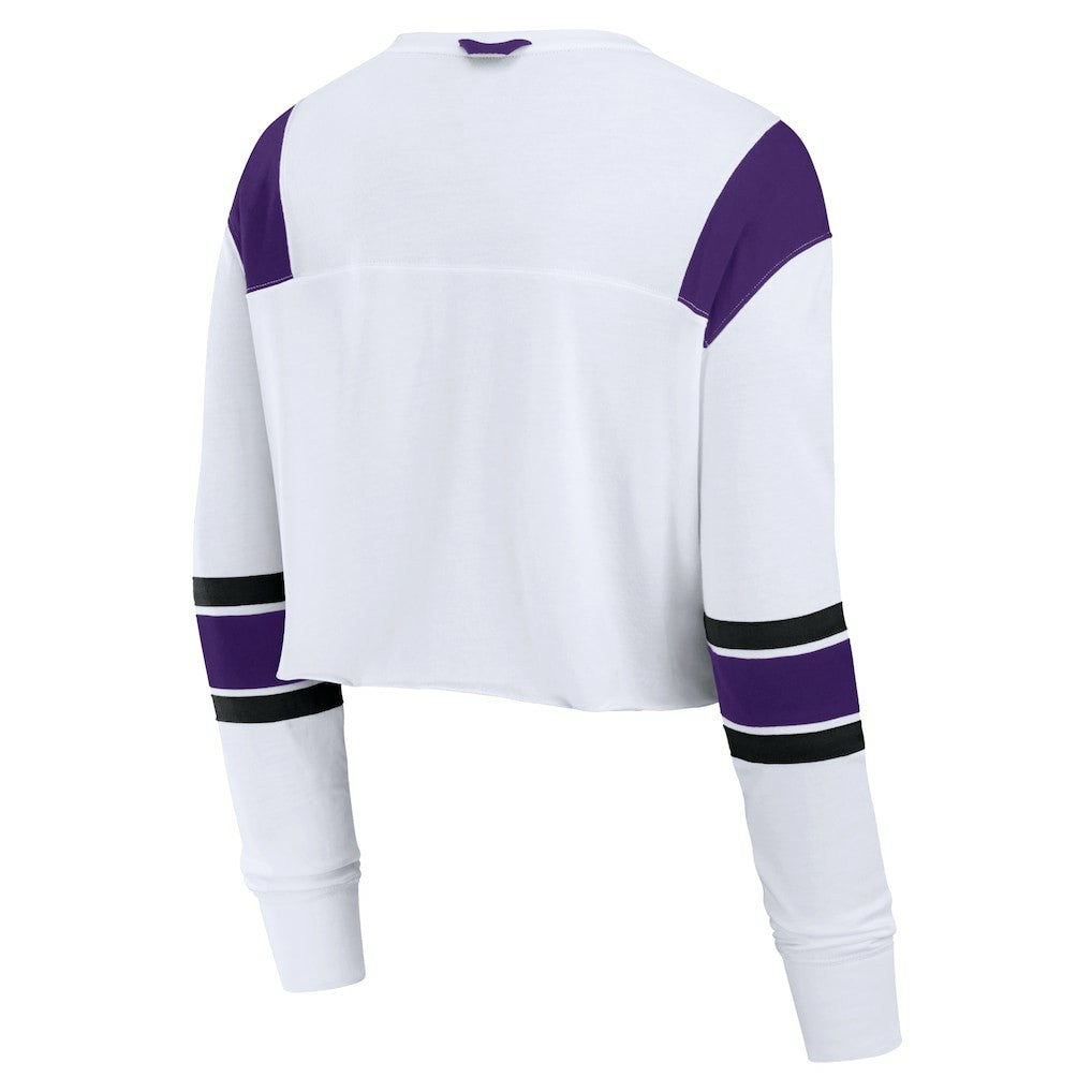 Minnesota Vikings Women's Stretch Cropped Fashion Long Sleeve T-Shirt - White on sale