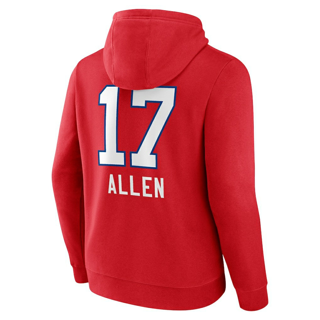 Josh Allen Buffalo Bills Team Wordmark Player Name & Number Pullover Hoodie - Red outlet