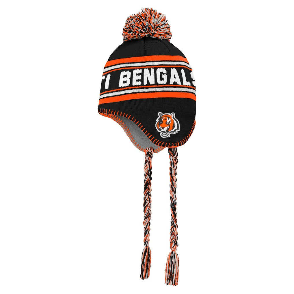 Cincinnati Bengals Youth Jacquard Tassel Knit Hat with Pom - Black discount