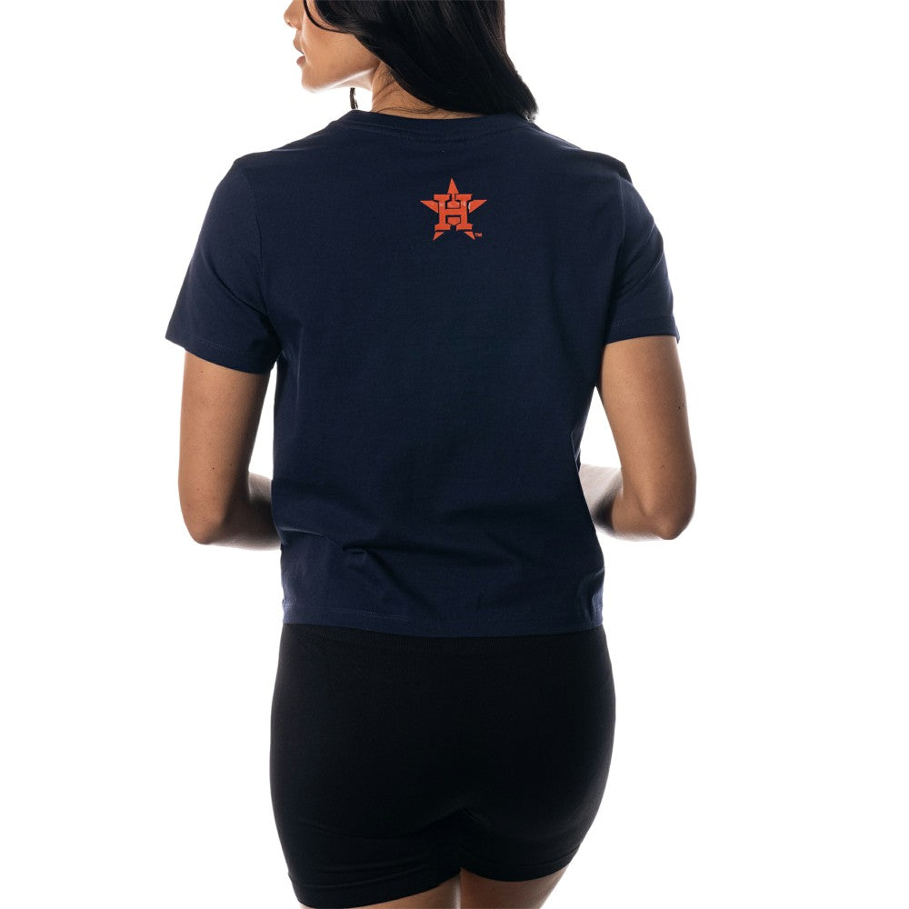 Houston Astros The Wild Collective Women's Twist Front T-Shirt - Navy