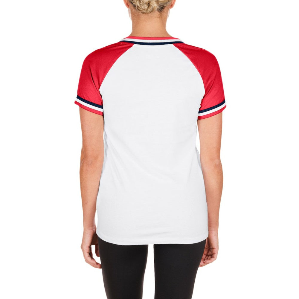 St. Louis Cardinals Women's Jersey Double Binding Raglan V-Neck T-Shirt - White | New Era