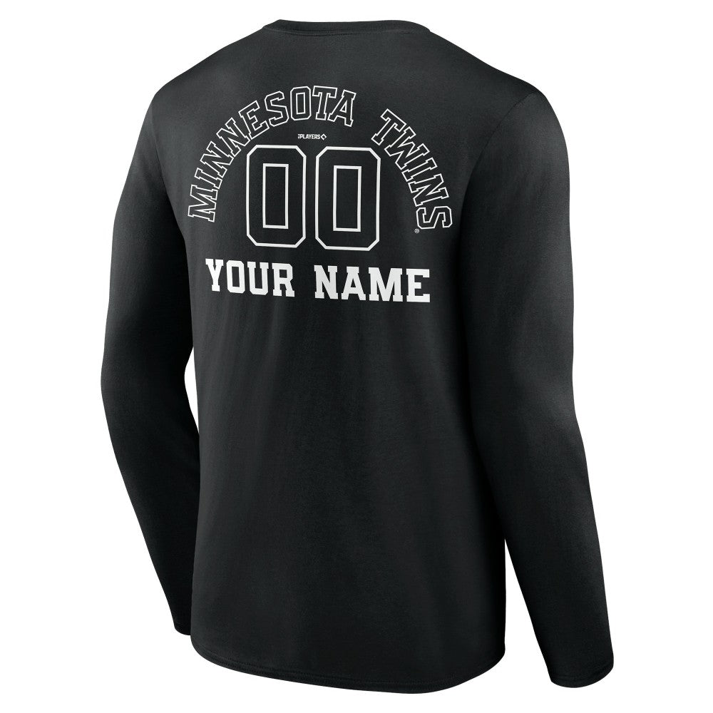 Minnesota Twins Monochrome Personalized Name & Number Long Sleeve T-Shirt - Black