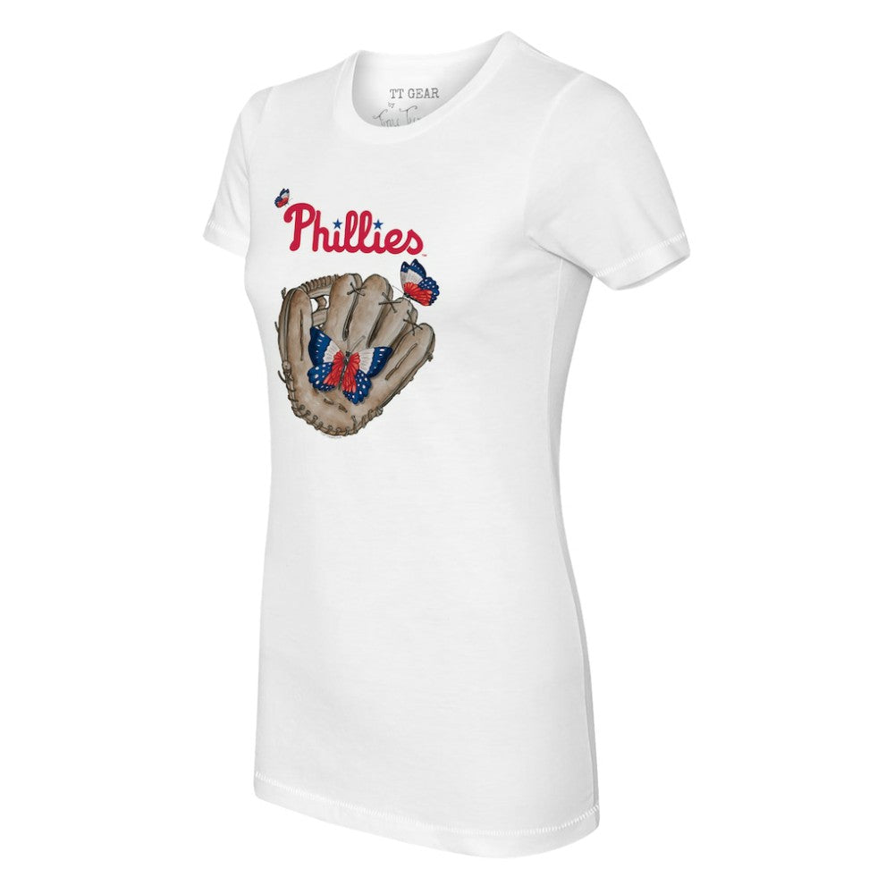Philadelphia Phillies Tiny Turnip Women's Butterfly Glove T-Shirt - White
