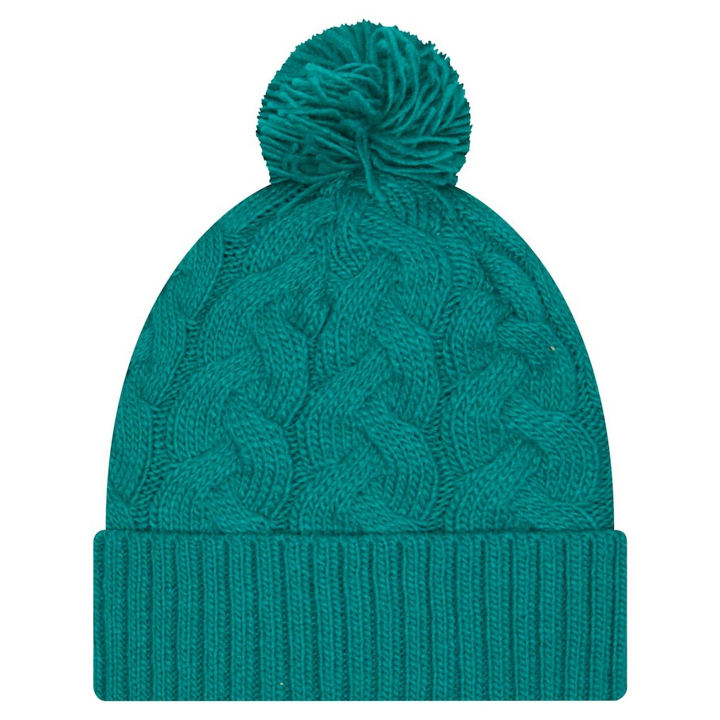 Miami Dolphins New Era Women's Cable Cuffed Knit Hat with Pom - Aqua on sale