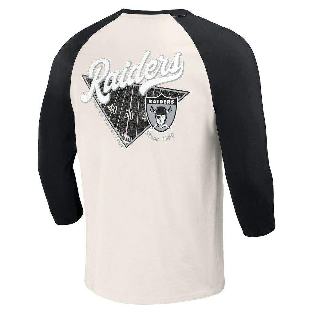 Las Vegas Raiders Darius Rucker Collection Raglan 3/4 Sleeve T-Shirt - Black/White discount