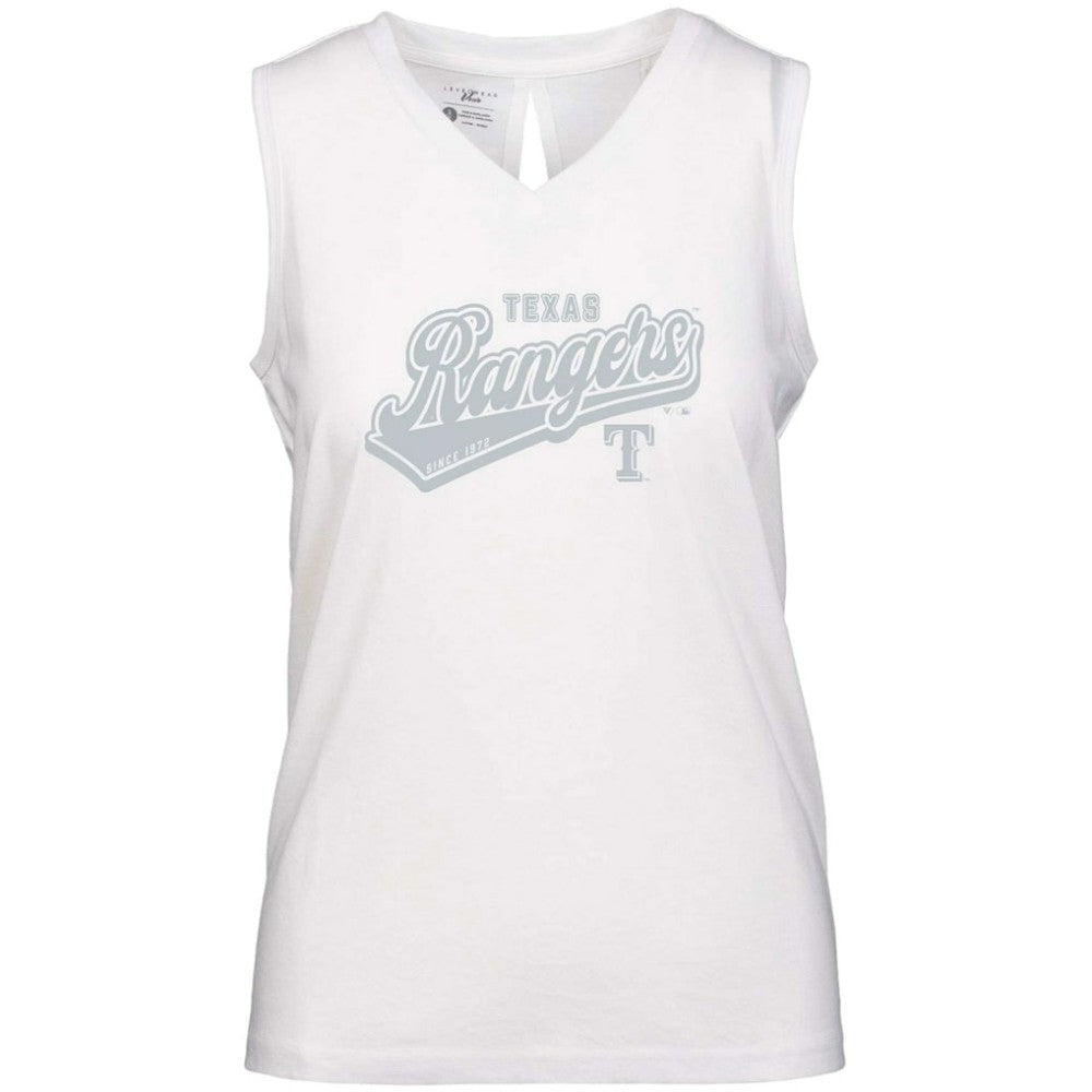 Texas Rangers Levelwear Women's Paisley Sweep V-Neck Tank Top - White