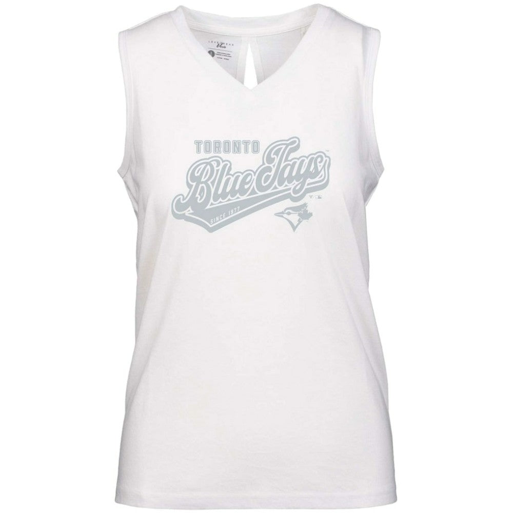 Toronto Blue Jays Levelwear Women's Paisley Sweep V-Neck Tank Top - White