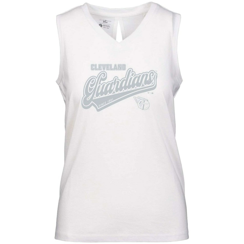 Cleveland Guardians Levelwear Women's Paisley Sweep V-Neck Tank Top - White