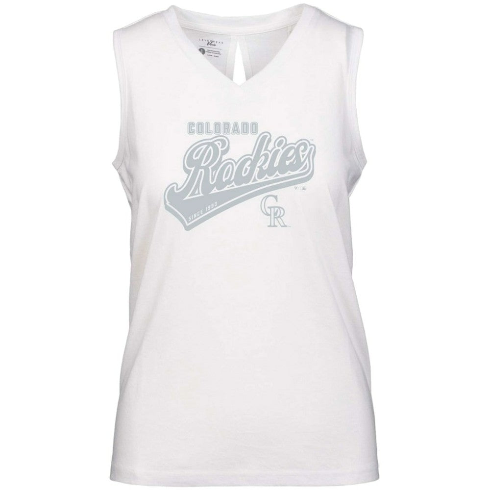 Colorado Rockies Levelwear Women's Paisley Sweep V-Neck Tank Top - White