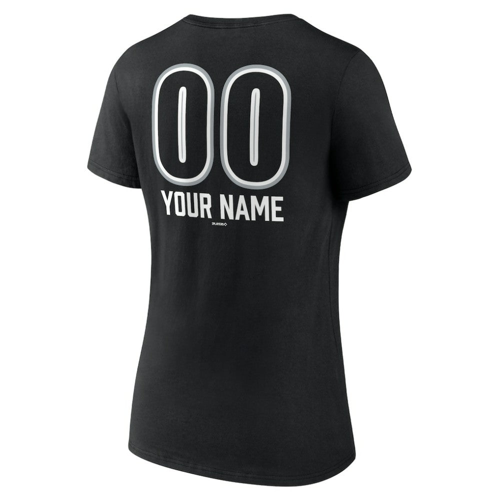 Chicago White Sox Women's Personalized Name & Number Fastball V-Neck T-Shirt - Black