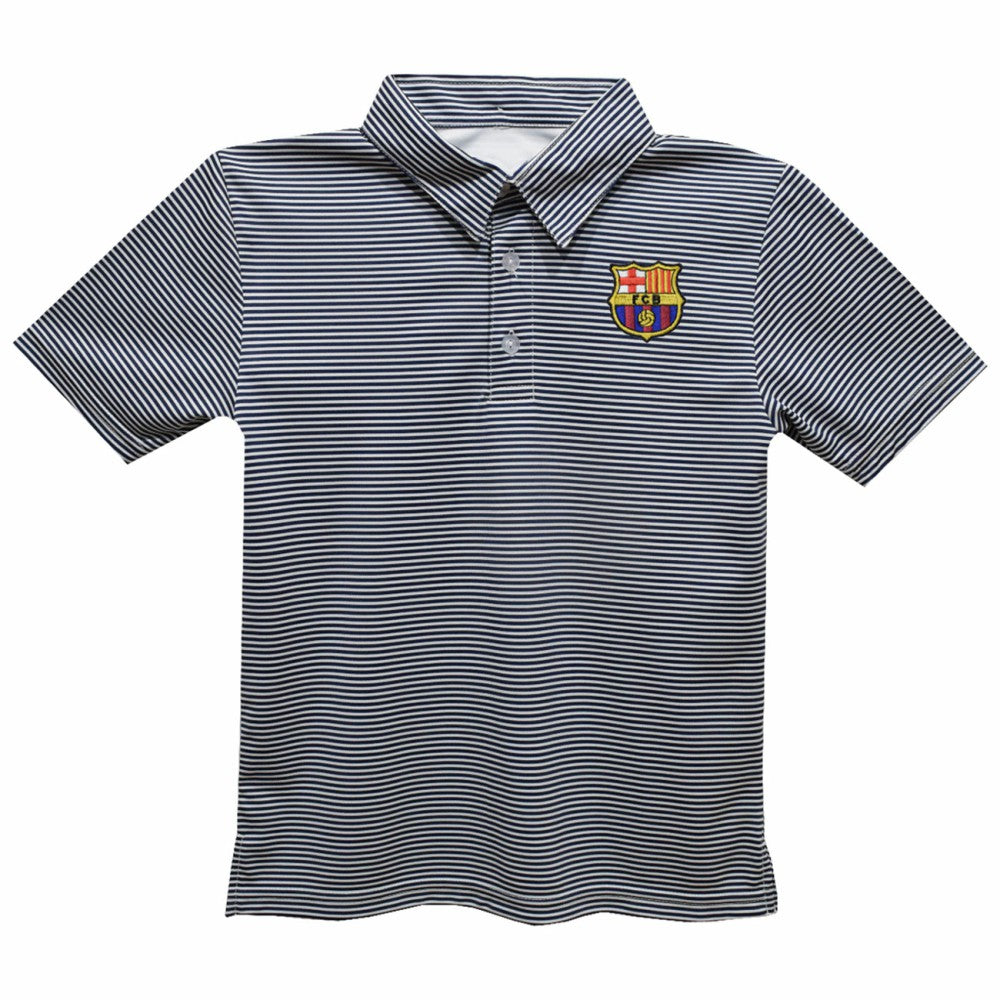 Barcelona Vive La Fete Youth Pencil Stripe Polo - Navy for sale