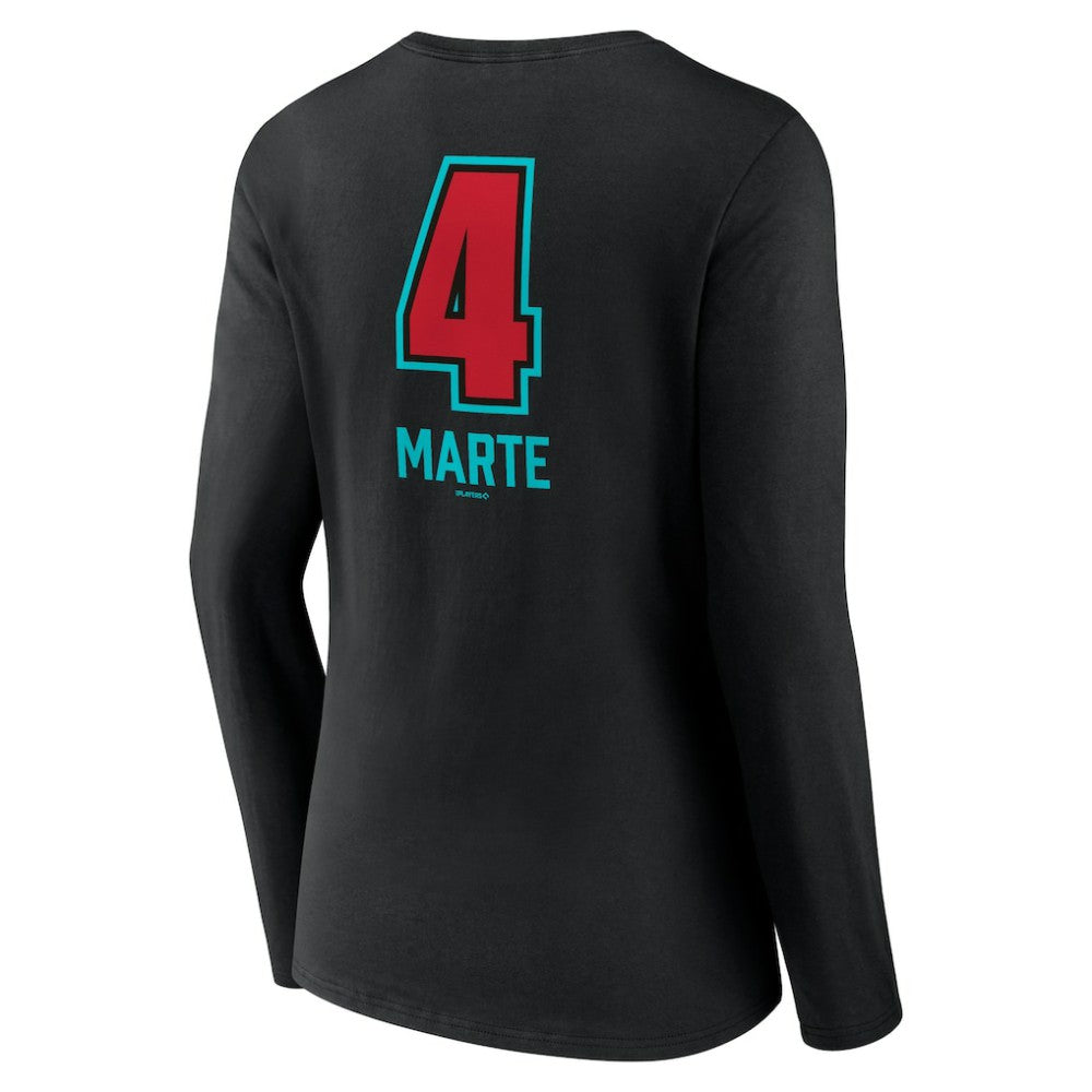Ketel Marte Arizona Diamondbacks Women's Name & Number Fastball V-Neck Long Sleeve T-Shirt - Black
