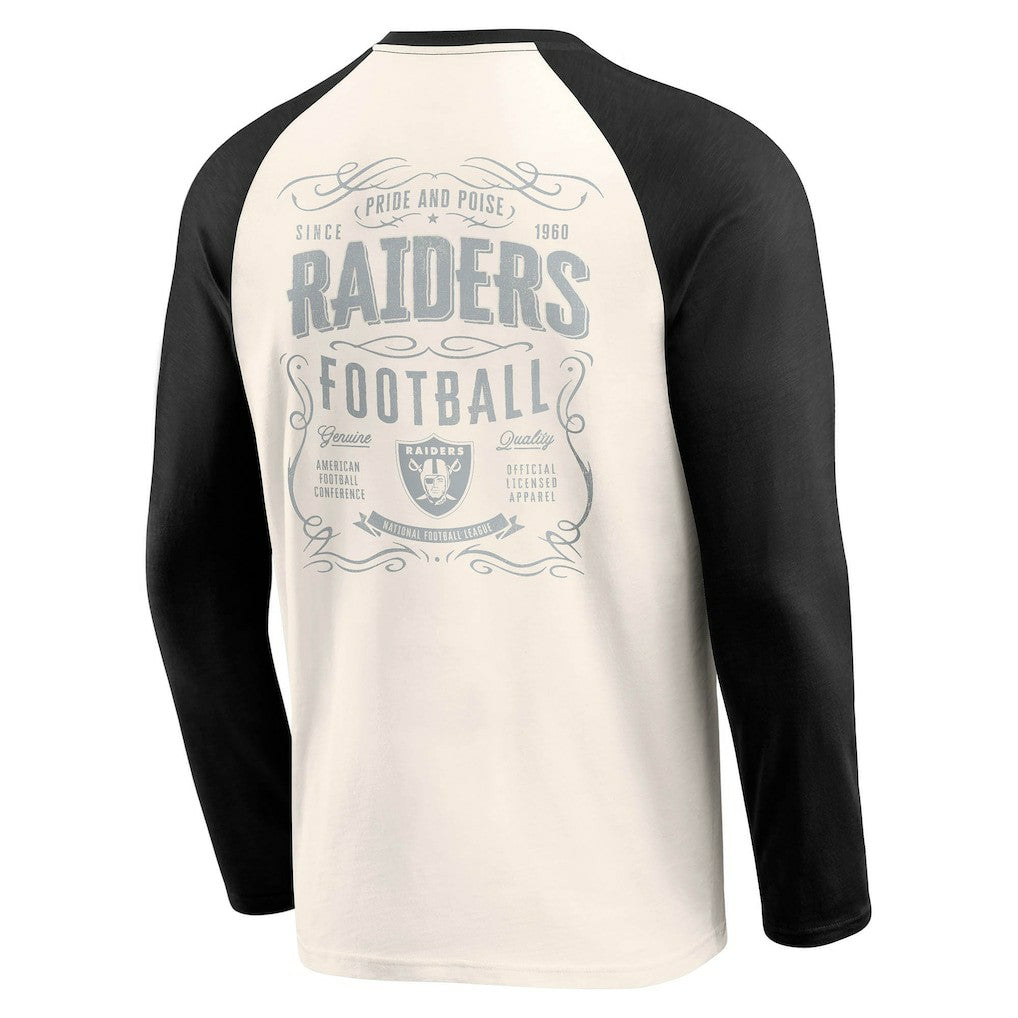 Las Vegas Raiders Darius Rucker Collection Raglan Henley T-Shirt - Cream/Black cheap