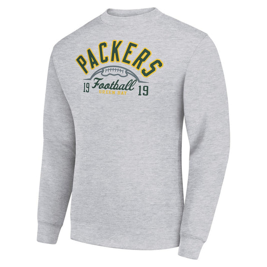 Green Bay Packers Starter Half Ball Team Graphic Tri-Blend Fleece Pullover Sweatshirt - Heather Gray outlet