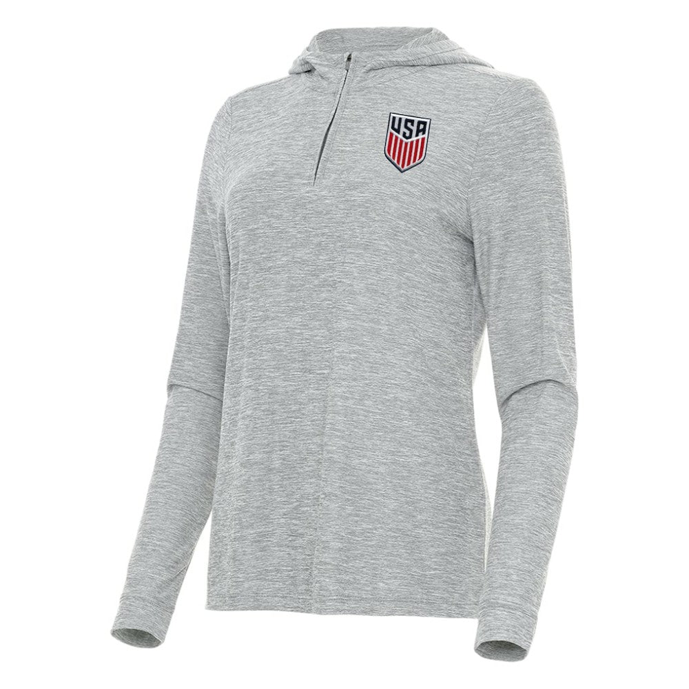USMNT Antigua Women's Daybreak Quarter-Zip Hoodie - Heather Gray shop