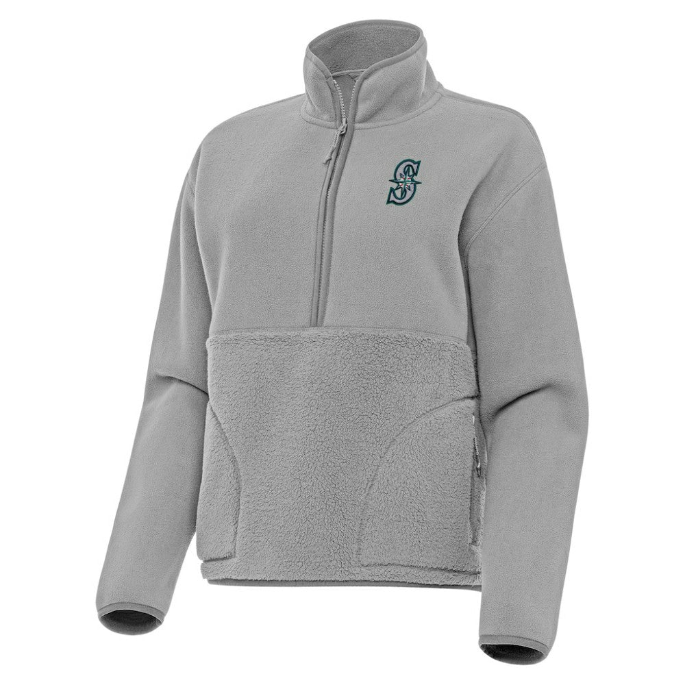 Seattle Mariners Antigua Women's Figure Half-Zip Sweatshirt - Gray