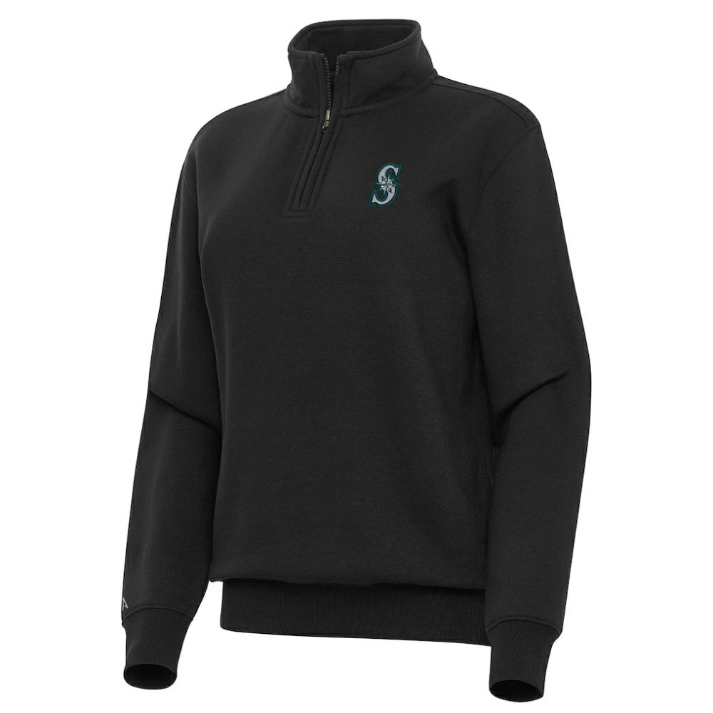 Seattle Mariners Antigua Women's Victory Quarter-Zip Sweatshirt - Black
