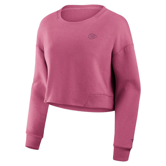 Kansas City Chiefs Women's Studio Tri-Blend Cropped Pullover Sweatshirt - Pink cheap