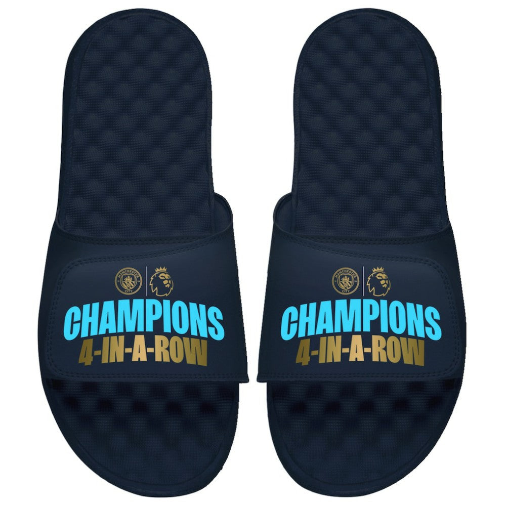 Manchester City ISlide Youth Four-Time Consecutive Premier League Champions Slide Sandals - Navy for sale