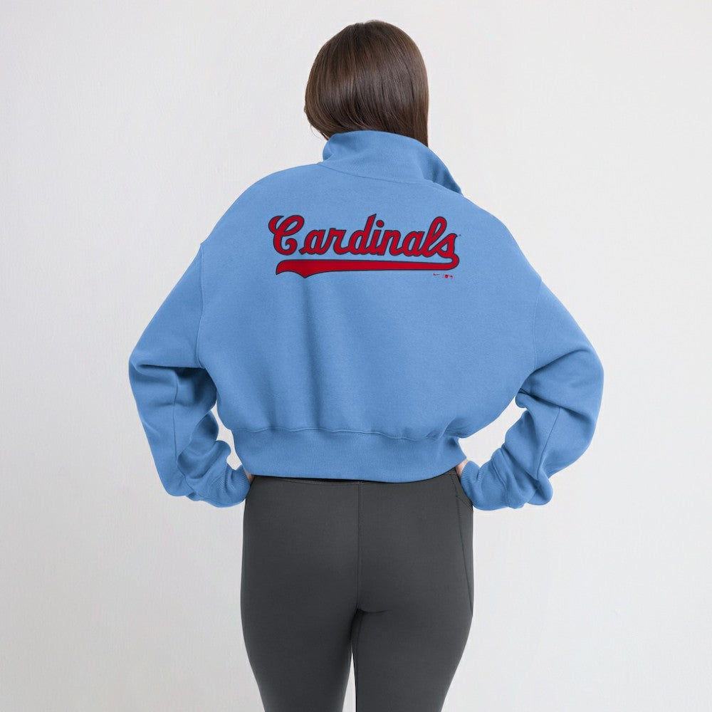 St. Louis Cardinals Women's Cooperstown Collection Phoenix Fleece Half-Zip Sweatshirt - Light Blue | Nike