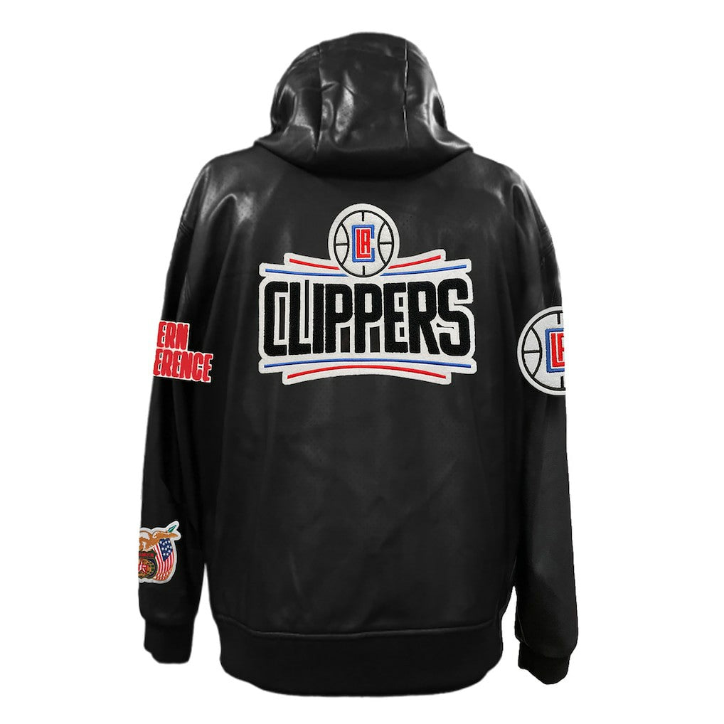 LA Clippers Jeff Hamilton Vegan Leather Full-Zip Hoodie - Black sale