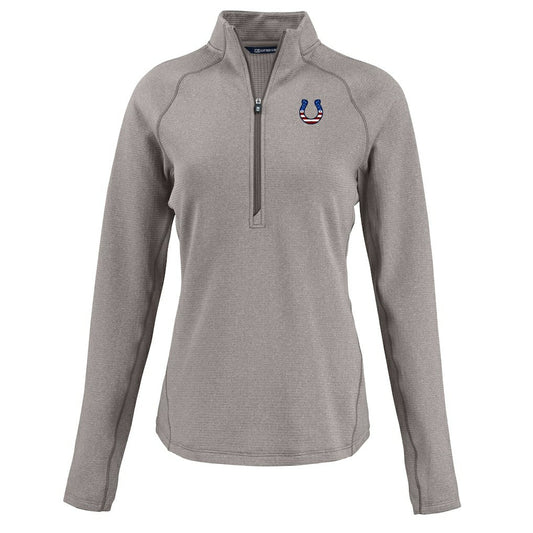 Indianapolis Colts Cutter & Buck Women's Americana Peshastin Eco Fleece Recycled Tri-Blend Raglan Half-Zip Jacket - Heather Gray sale