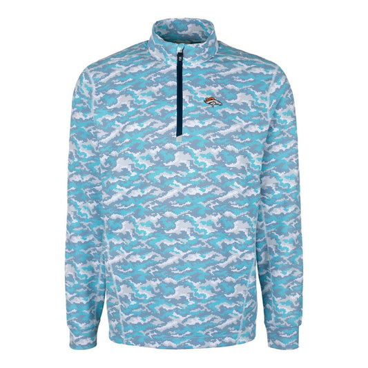 Denver Broncos Cutter & Buck Traverse Camo Print Stretch Quarter-Zip Pullover Top - Blue online