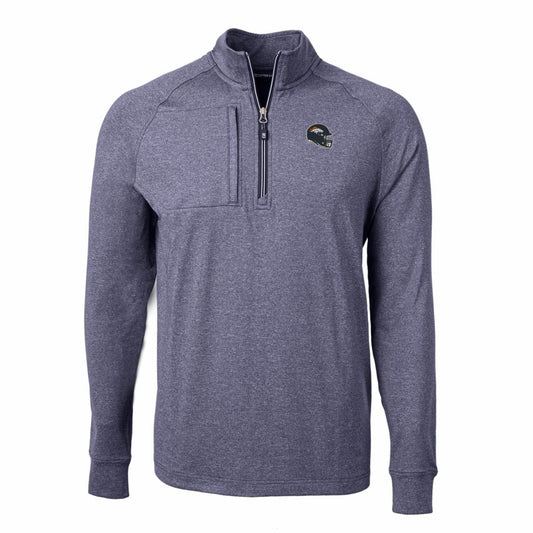 Denver Broncos Cutter & Buck Big & Tall Adapt Eco Raglan Quarter-Zip Jacket - Heather Navy cheap
