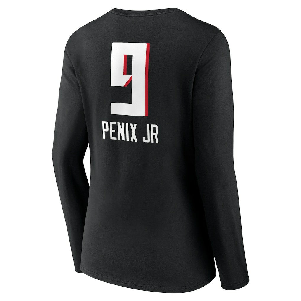 Michael Penix Jr. Atlanta Falcons Women's Name & Number Team Wordmark Long Sleeve V-Neck T-Shirt - Black sale