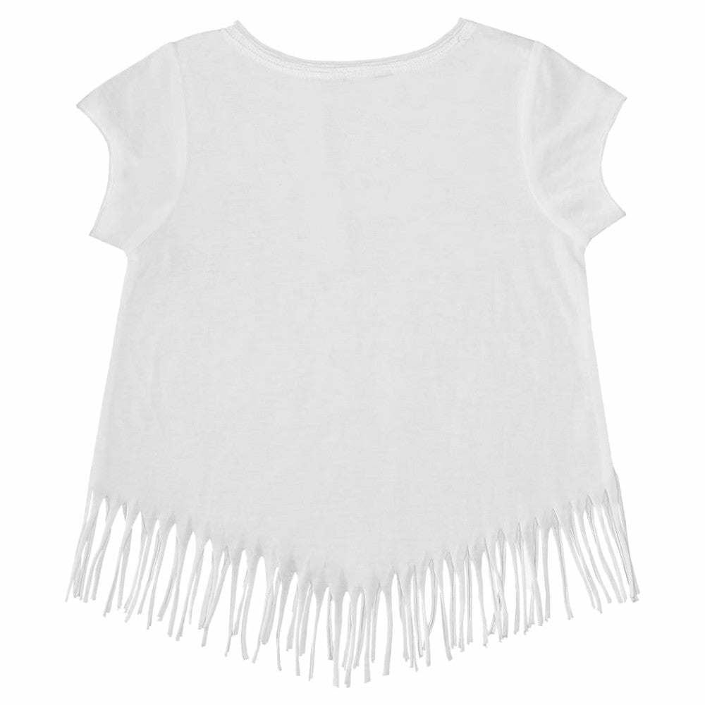 Los Angeles Dodgers Tiny Turnip Girls Youth Logo Grid Fringe T-Shirt - White