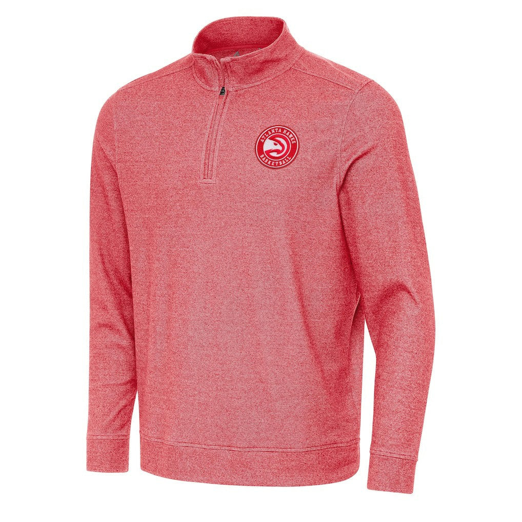 Atlanta Hawks Antigua Subtle Quarter-Zip Sweatshirt - Heather Red outlet