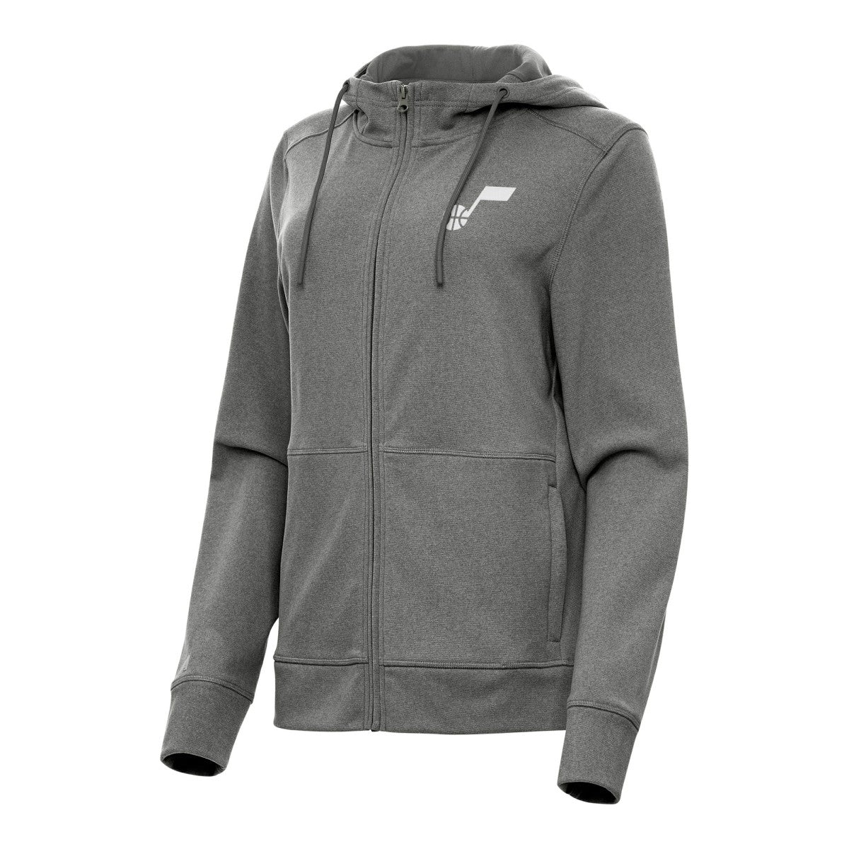 Utah Jazz Antigua Women's Seeker Full-Zip Hoodie Jacket - Heather Charcoal for sale